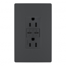 Legrand Radiant R26USBPDGCC6 - radiant? 15A Tamper Resistant Ultra Fast PLUS Power Delivery USB Type C/C Outlet, Graphite (6 pack)
