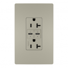 Legrand Radiant TR20USBPDNI - radiant? 20A Tamper Resistant Ultra Fast PLUS Power Delivery USB Type C/C Outlet, Nickel