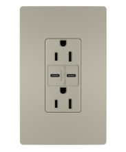 Legrand Radiant R26USBCCNICCV4 - radiant? 3.1 C-C USB+15A DUP REC NI VPK, Nickel