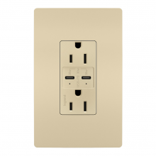 Legrand Radiant R26USBPDI - radiant? 15A Tamper Resistant Ultra Fast PLUS Power Delivery USB Type C/C Outlet, Ivory