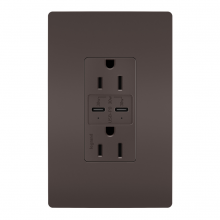 Legrand Radiant R26USBPD - radiant? 15A Tamper Resistant Ultra Fast PLUS Power Delivery USB Type C/C Outlet, Brown