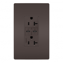 Legrand Radiant TR20USBPD - radiant? 20A Tamper Resistant Ultra Fast PLUS Power Delivery USB Type C/C Outlet, Brown