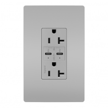 Legrand Radiant TR20USBPDGRY - radiant? 20A Tamper Resistant Ultra Fast PLUS Power Delivery USB Type C/C Outlet, Gray