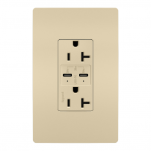 Legrand Radiant TR20USBPDI - radiant? 20A Tamper Resistant Ultra Fast PLUS Power Delivery USB Type C/C Outlet, Ivory