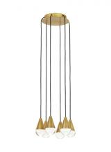 Visual Comfort & Co. Modern Collection 700TRSPCPA6RNB-LED930 - Modern Cupola dimmable LED 6-light Chandelier Ceiling Light in a Natural Brass/Gold Colored finish