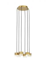 Visual Comfort & Co. Modern Collection 700TRSPGBL6RNB-LED930 - Modern Gable dimmable LED 6-light Ceiling Chandelier in a Natural Brass/Gold Colored finish