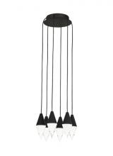 Visual Comfort & Co. Modern Collection 700TRSPTRT6RB-LED930 - Modern Turret dimmable LED 6-light Ceiling Chandelier in a Nightshade Black finish