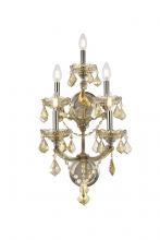 Elegant 2800W5GT-GT/RC - Maria Theresa 5 Light Golden Teak Wall Sconce Golden Teak (Smoky) Royal Cut Crystal