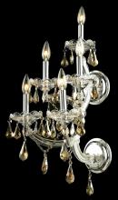 Elegant 2801W5C-GT/RC - Maria Theresa 5 Light Chrome Wall Sconce Golden Teak (Smoky) Royal Cut Crystal