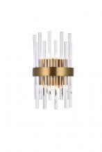 Elegant 3000W8G - Dallas 2 Light Gold and Clear Wall Sconce Clear Royal Cut Crystal