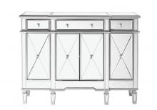 Elegant MF6-1111SC - 3 Drawer 4 Door Cabinet 48 .in.x14 In.x36 In. in Silver Clear