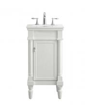 Elegant VF13018AW-VW - 18 Inch Single Bathroom Vanity in Antique White with Ivory White Engineered Marble