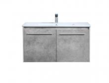 Elegant VF44036CG - 36 Inch Single Bathroom Floating Vanity in Concrete Grey