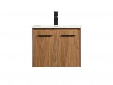 Elegant VF44524WB - 24 Inch Single Bathroom Vanity in Walnut Brown