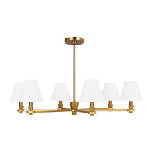 Visual Comfort & Co. Studio Collection AC1126BBS - Paisley transitional dimmable indoor large 6-light chandelier in a burnished brass finish with white