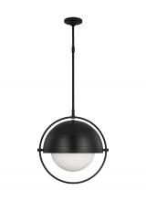 Visual Comfort & Co. Studio Collection TP1111AI - Bacall transitional 1-light indoor dimmable extra large ceiling hanging pendant in aged iron grey fi