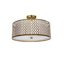 Dainolite 1015-16FH-AGB-WH - 3 Light Aged Brass Semi-Flush Mount with White Shade and Laser Cut Outer