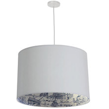Dainolite KAT-241P-WH-AMOUR - 3LT Drum Pendant, WH w/ Wht/Slv/Amour Shade
