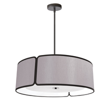 Dainolite NDR-243P-BK-GRY - 4LT Notched Drum Pendant BK, Grey Shade & Diffuser