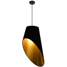 Dainolite ODS-1P-698 - 1LT Slanted Tapered Drum Pendant, Blk/Gld Shade
