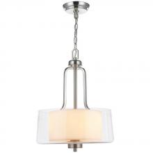 World Imports ES0006SBA - 2-Light Brushed Nickel Pendant with Glass Shade