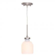 World Imports ES0013SBA - 1-Light Brushed Nickel Mini Pendant with White Frosted Glass Shade