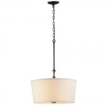 World Imports ES0017OB4 - 3-Light Oil-Rubbed Bronze Pendant with Off White Linen Shade and Bottom Diffuser