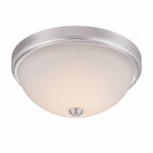 World Imports WI970902 - 15 in. Satin Nickel LED Flushmount with Frosted Glass