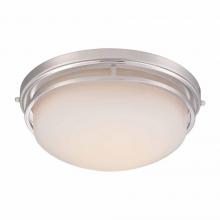 World Imports WI971102 - 15 in. Satin Nickel LED Flushmount with Frosted Glass