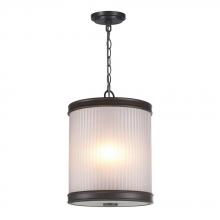 World Imports WI60990 - 3-Light Oil-Rubbed Bronze Pendant with Ribbed Glass Shade