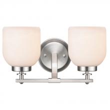 World Imports WI61031 - 2-Light Brushed Nickel Sconce with White Frosted Glass Shade