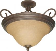 Nuvo 60/1027 - Castillo - 3 Light Semi-Flush with Champagne Linen Washed Glass - Sonoma Bronze Finish