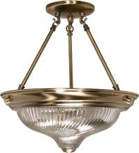 Nuvo 60/233 - 2-Light 13&#34; Semi Flush Light Fixture in Antique Brass Finish with Clear Swirl Glass