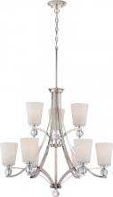 Nuvo 60/5499 - Connie - 9 Light 2 Tier Chandelier with Satin White Glass - Polished Nickel Finish