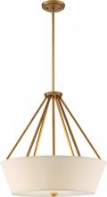 Nuvo 60/5841 - Seneca - 4 Light 22&#39;&#39; Pendant with Almond Mesh Fabric Shade - Natural Brass Finish