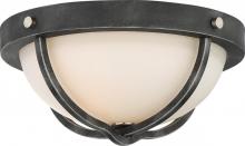 Nuvo 60/6126 - Sherwood - 2 Light 15&#34; Flush Fixture with Satin White Glass - Iron Black Finish with Brushed