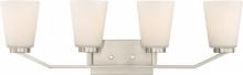 Nuvo 60/6244 - Nome - 4 Light Vanity with Satin White Glass - Brushed Nickel Finish