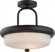 Nuvo 62/414 - Dylan - 2 Light Semi Flush with Etched Opal Glass - LED Omni Included