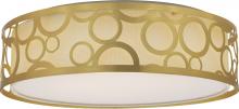 Nuvo 62/986R1 - LED Decor - 15&#34; Filigree Flush with White Fabric Shade - Natural Brass Finish