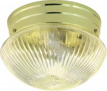 Nuvo SF76/252 - 2 Light - 10&#34; Flush with Clear Ribbed Glass - Polished Brass Finish