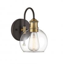 Savoy House Meridian M50040ORBNB - 1-Light Outdoor Wall Lantern in Oil Rubbed Bronze with Natural Brass