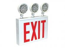 Cooper Lighting Solutions RCS283LED - NYC Double Face 3 Head Emergency and Exit Sign LED Steel Combination